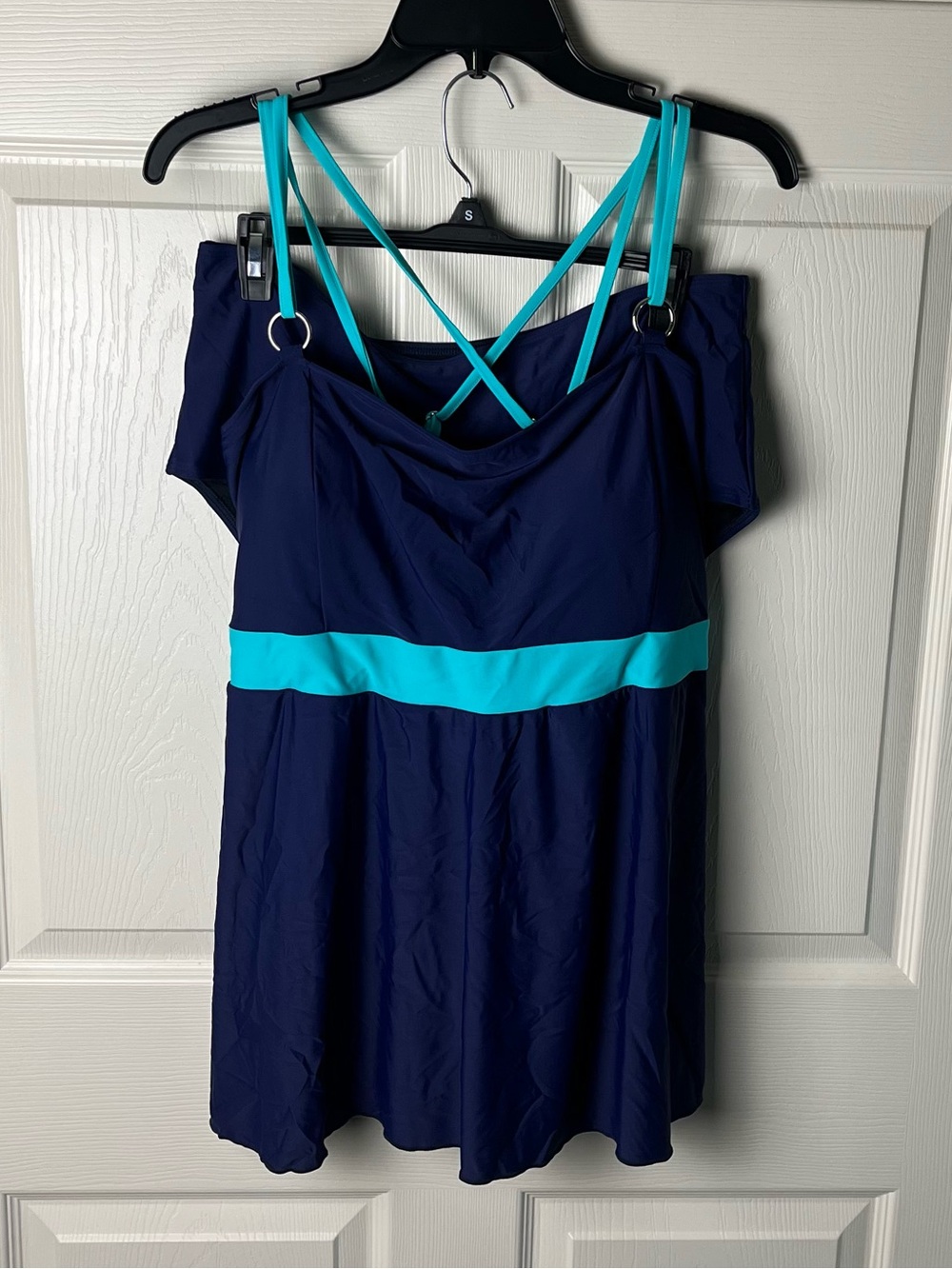 Navy and Teal Strappy Swimdress
